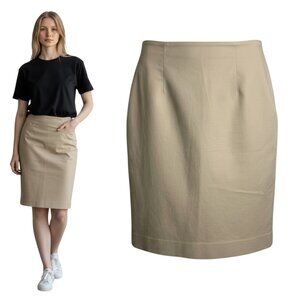 Gap Tan Stretch Cotton Pencil Skirt Size 14 Back Slit Work Skirt